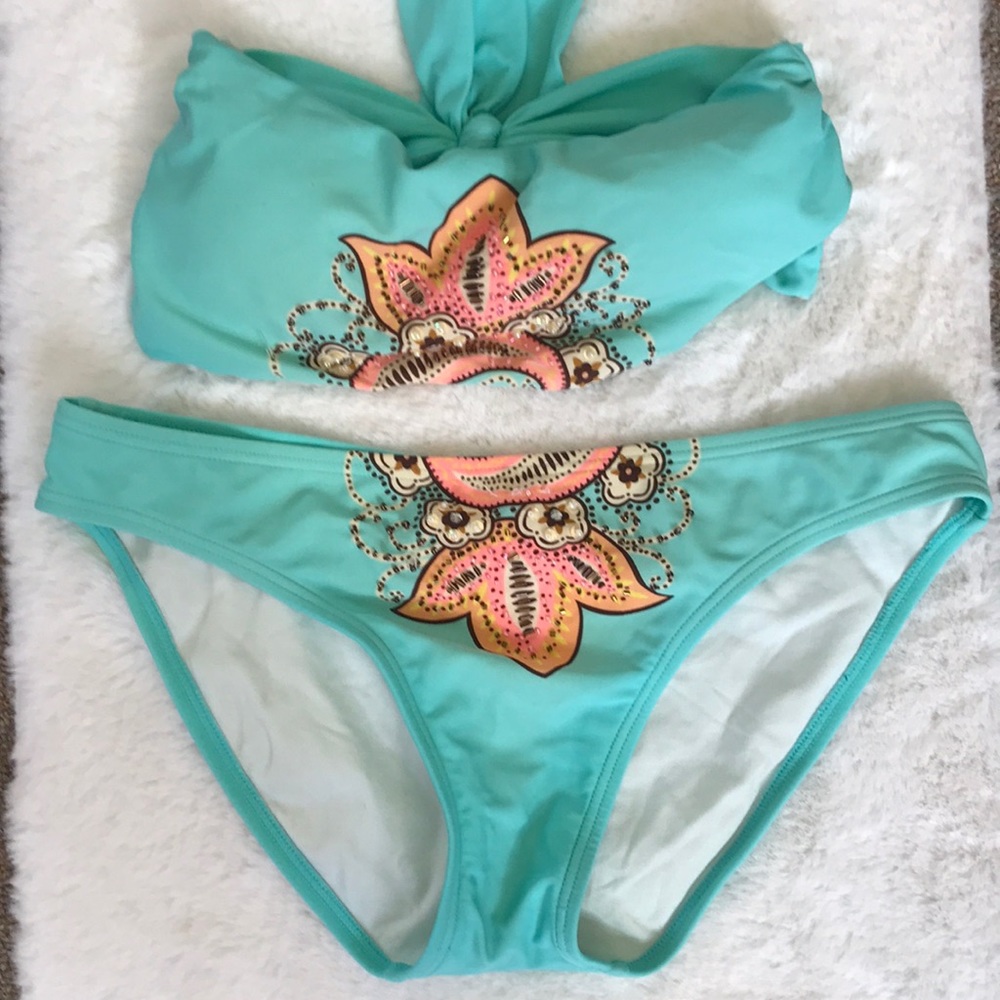 XOXO Beautiful Beaded Bandeau Bikini